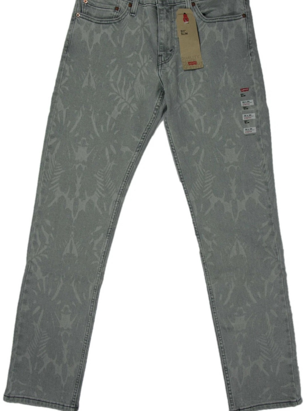 Levi's 511 Aldo stretch Jeans- NEW- levis Floral Hawaiian style- Gray-Rose-Khaki